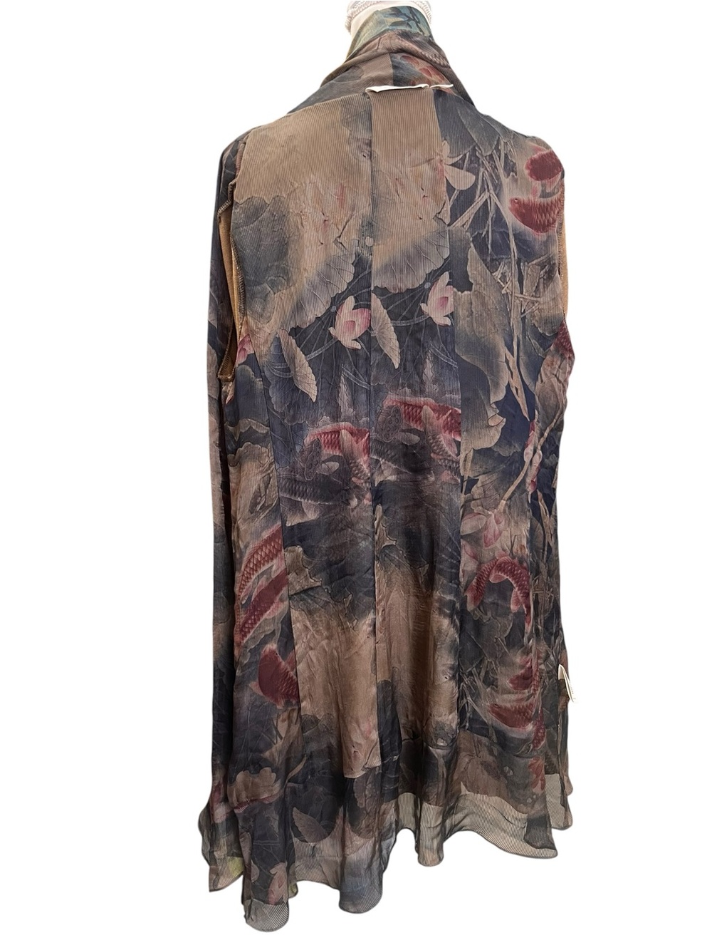 Soft Surroundings Tea Gardens Topper Floral Bird Mesh Open Cardigan XL - Picture 9 of 12